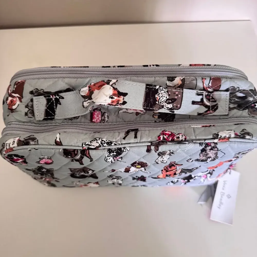 Vera Bradley Large Blush and Brush Makeup Case Dog Show Print Toiletry Bag